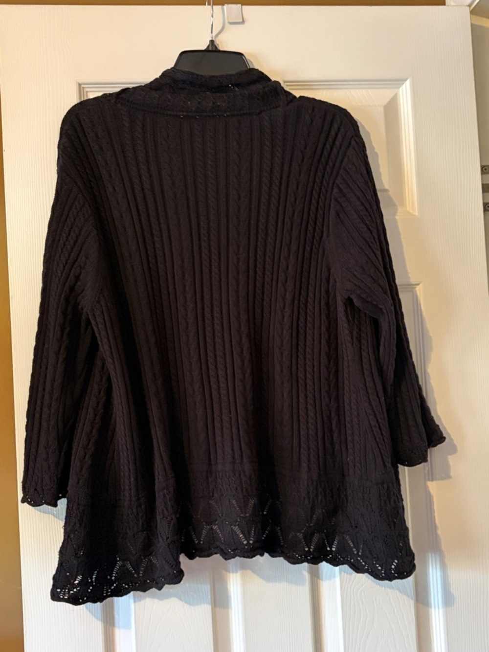 Cato Black Open-Front Cable Knit Cardigan - Picture 3 of 3